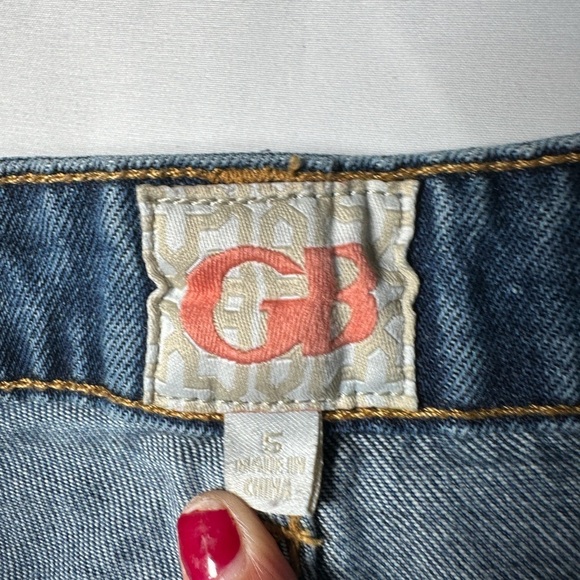 Gianni Bini Blue and Yellow Jean Shorts with Southwestern Embroidery - Picture 3 of 7